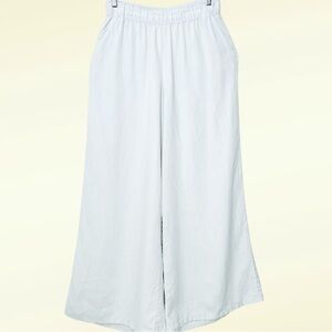 90s Coastal 100% Linen Wide Leg Breezy Beach Pants M  Gray/Green Sigrid Olsen